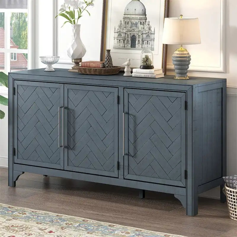 Madia/Mobile Contenitore a 3 Ante Grigio/Blu