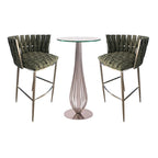 Set da tavolo da pub 3 pezzi stile intrecciato nero con 2 sgabelli da bar, altezza 76 cm