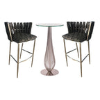 Set da tavolo da pub 3 pezzi stile intrecciato nero con 2 sgabelli da bar, altezza 76 cm