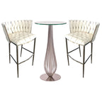 Set da tavolo da pub 3 pezzi stile intrecciato nero con 2 sgabelli da bar, altezza 76 cm