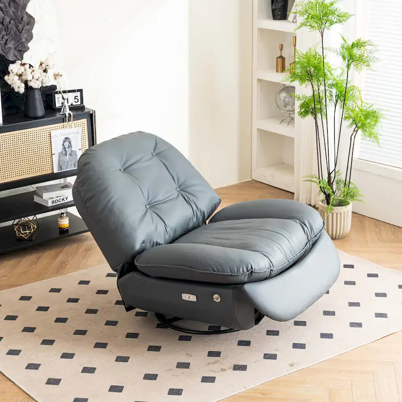 Poltrona Reclinabile Girevole Elettrica con Caricatore USB e Lettore Musicale Bluetooth