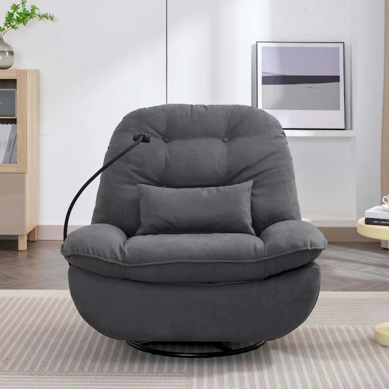 Poltrona Reclinabile Girevole Elettrica con Caricatore USB e Lettore Musicale Bluetooth