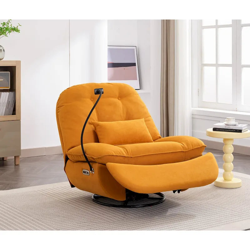 Poltrona Reclinabile Girevole Elettrica con Caricatore USB e Lettore Musicale Bluetooth