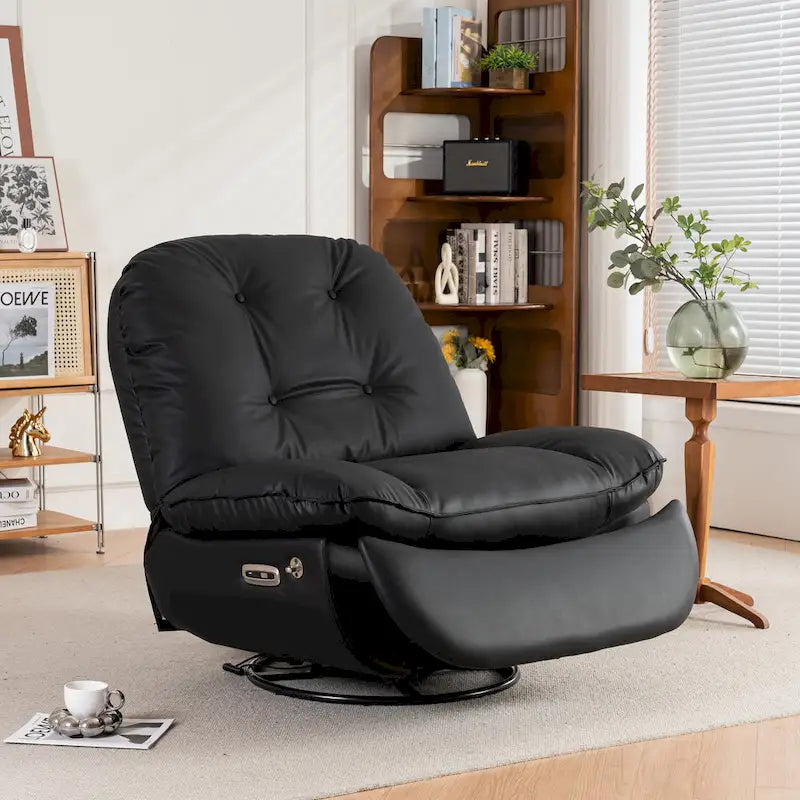 Poltrona Reclinabile Girevole Elettrica con Caricatore USB e Lettore Musicale Bluetooth