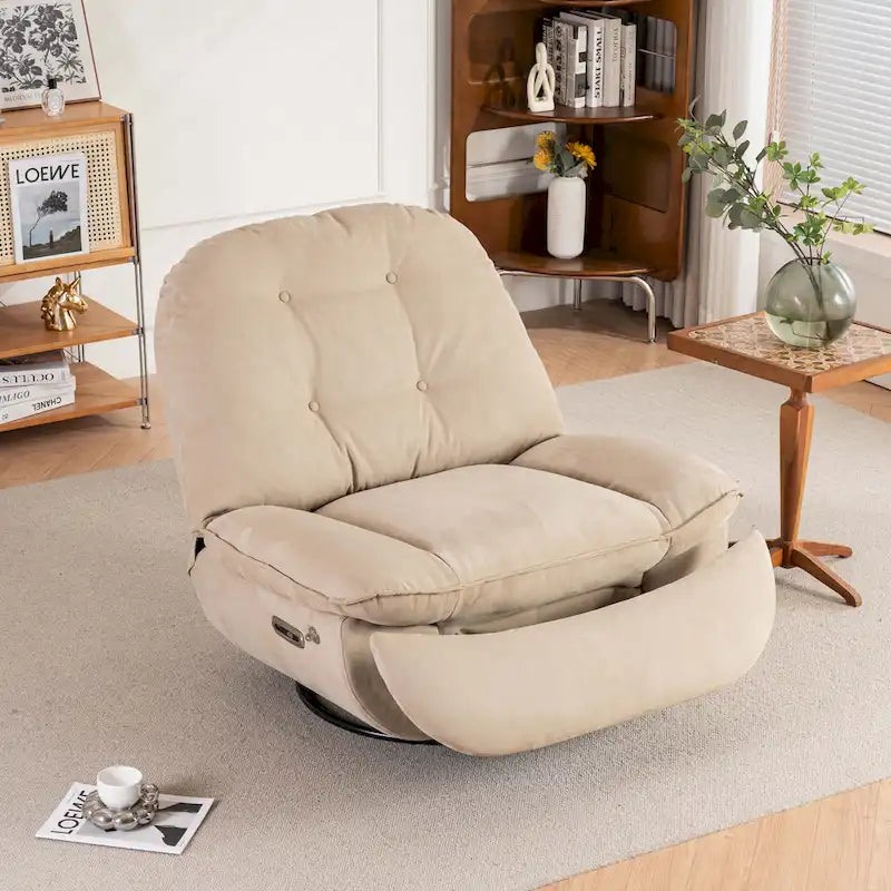 Poltrona Reclinabile Girevole Elettrica con Caricatore USB e Lettore Musicale Bluetooth