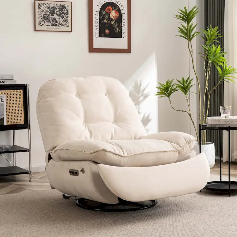 Poltrona Reclinabile Girevole Elettrica con Caricatore USB e Lettore Musicale Bluetooth