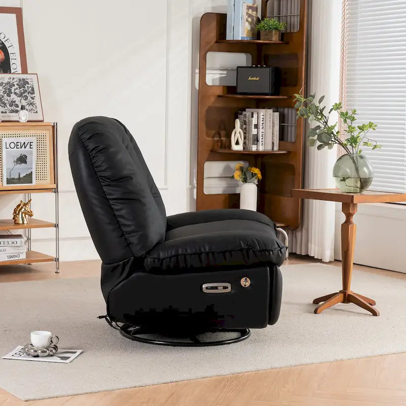 Poltrona Reclinabile Girevole Elettrica con Caricatore USB e Lettore Musicale Bluetooth
