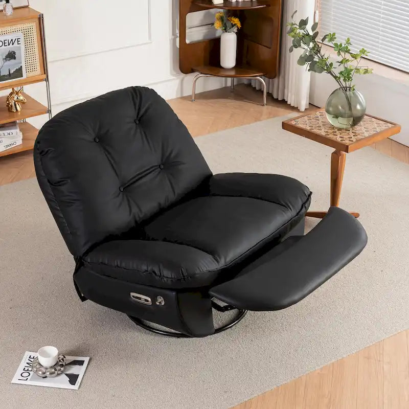 Poltrona Reclinabile Girevole Elettrica con Caricatore USB e Lettore Musicale Bluetooth