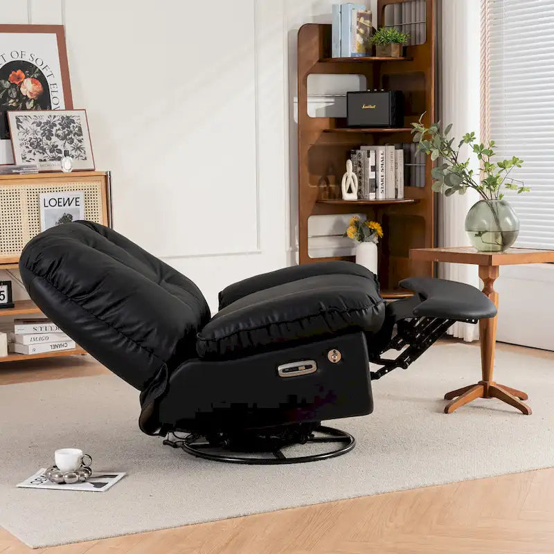 Poltrona Reclinabile Girevole Elettrica con Caricatore USB e Lettore Musicale Bluetooth