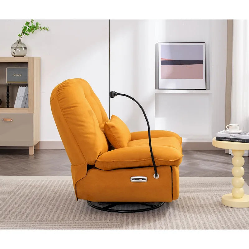 Poltrona Reclinabile Girevole Elettrica con Caricatore USB e Lettore Musicale Bluetooth