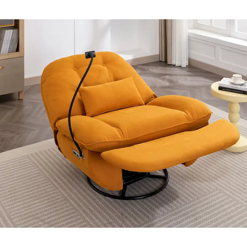 Poltrona Reclinabile Girevole Elettrica con Caricatore USB e Lettore Musicale Bluetooth