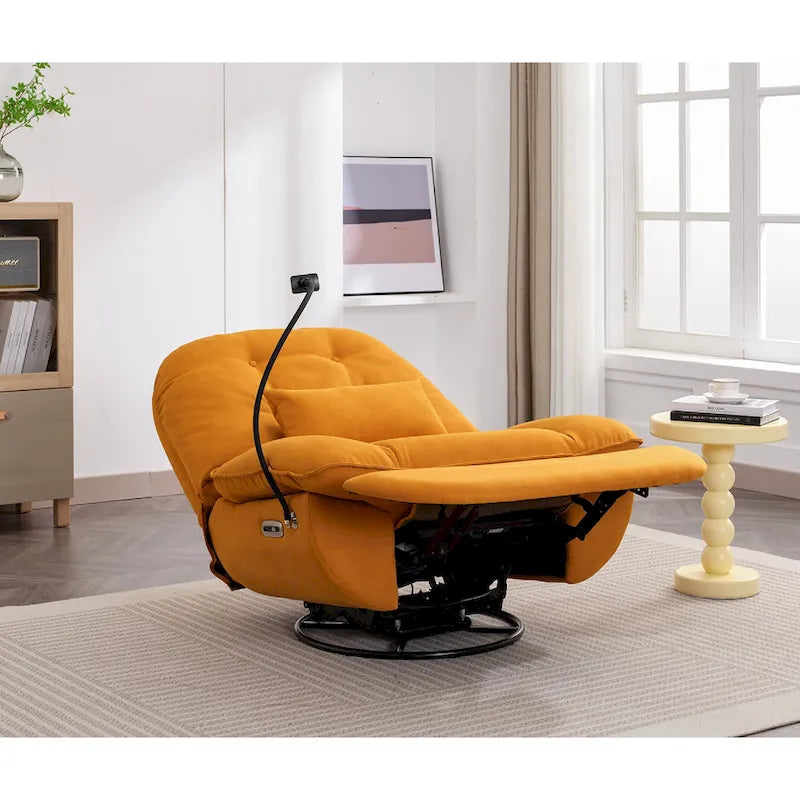Poltrona Reclinabile Girevole Elettrica con Caricatore USB e Lettore Musicale Bluetooth