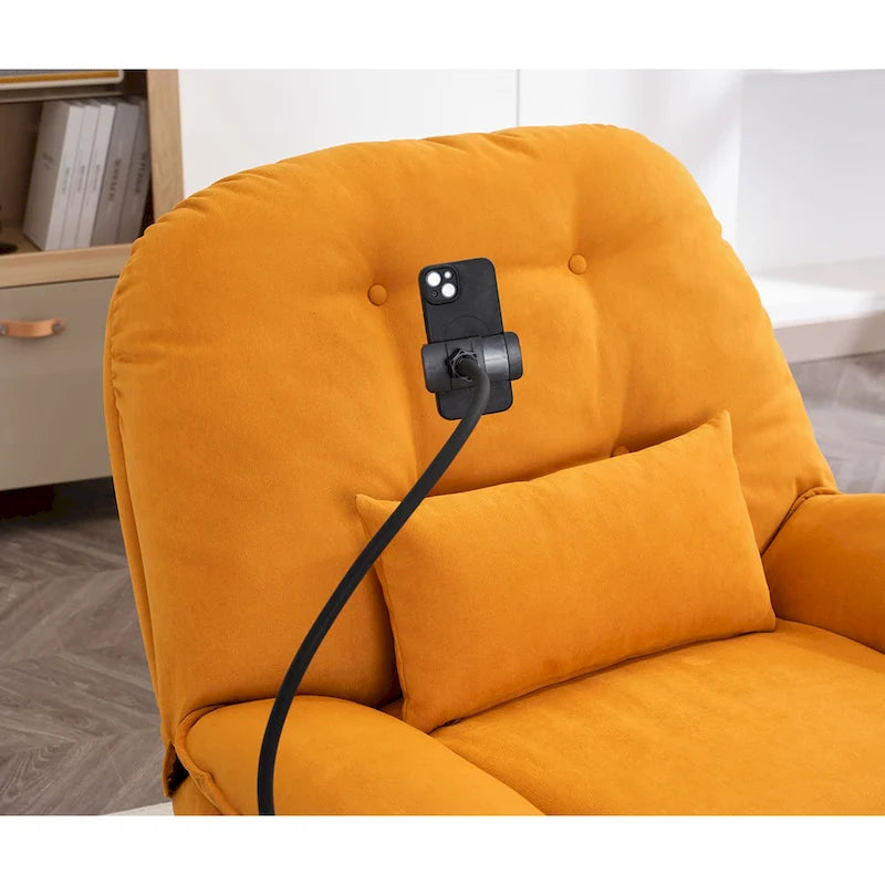 Poltrona Reclinabile Girevole Elettrica con Caricatore USB e Lettore Musicale Bluetooth