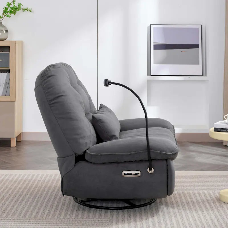 Poltrona Reclinabile Girevole Elettrica con Caricatore USB e Lettore Musicale Bluetooth