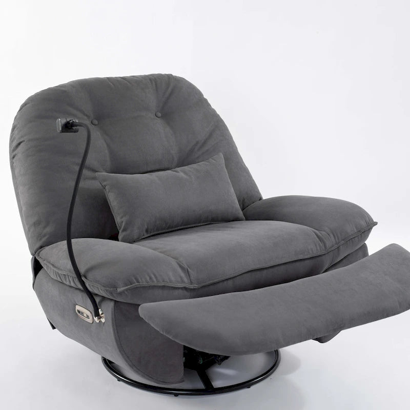 Poltrona Reclinabile Girevole Elettrica con Caricatore USB e Lettore Musicale Bluetooth