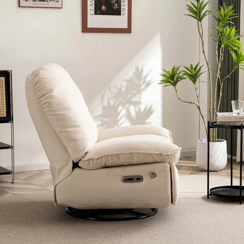 Poltrona Reclinabile Girevole Elettrica con Caricatore USB e Lettore Musicale Bluetooth