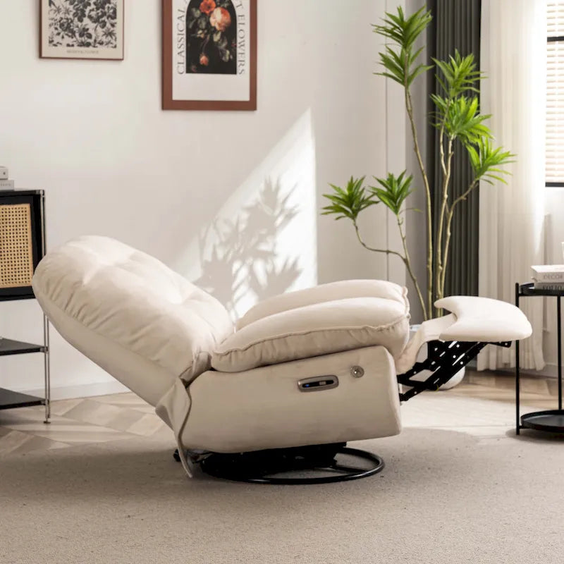 Poltrona Reclinabile Girevole Elettrica con Caricatore USB e Lettore Musicale Bluetooth