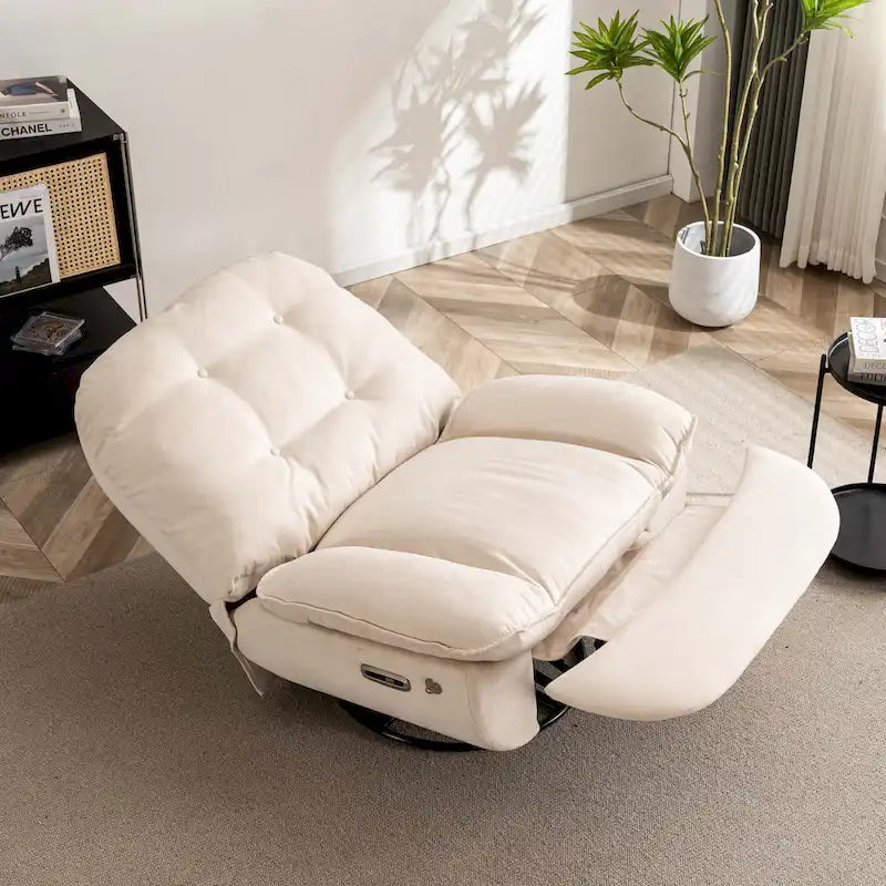 Poltrona Reclinabile Girevole Elettrica con Caricatore USB e Lettore Musicale Bluetooth