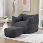 Poltrona sacco quadrata in bouclé multicolore con pouf, senza braccioli, 1-2 persone