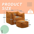 Poltrona sacco quadrata in bouclé multicolore con pouf, senza braccioli, 1-2 persone