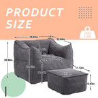 Poltrona sacco quadrata in bouclé multicolore con pouf, senza braccioli, 1-2 persone