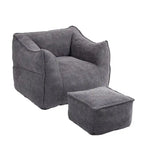 Poltrona sacco quadrata in bouclé multicolore con pouf, senza braccioli, 1-2 persone