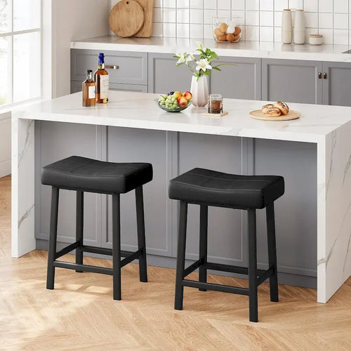 Sgabello da bar senza schienale a sella 24", set da 2 – Nero / Bianco / Grigio / Marrone