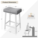 Sgabello da bar senza schienale a sella 24", set da 2 – Nero / Bianco / Grigio / Marrone