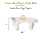 Tavolino da Caffè a Forma di Nuvola, Nero Opaco / Bianco Crema, 40L / 47L, 1 Posto