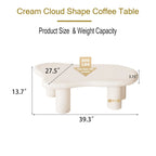 Tavolino da Caffè a Forma di Nuvola, Nero Opaco / Bianco Crema, 40L / 47L, 1 Posto