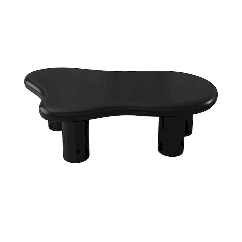 Tavolino da Caffè a Forma di Nuvola, Nero Opaco / Bianco Crema, 40L / 47L, 1 Posto